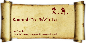 Kamarás Mária névjegykártya